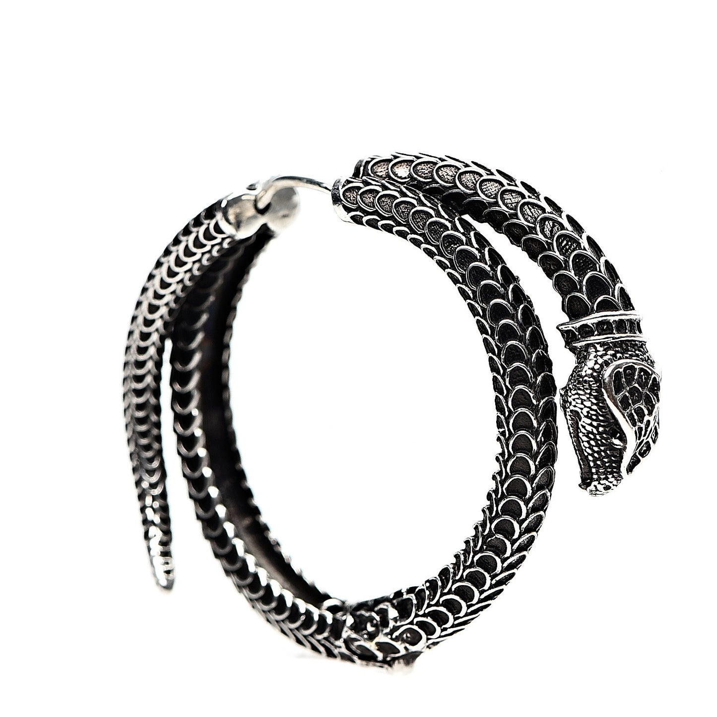 Sterling Silver Garden Snake Hoop Earrings
