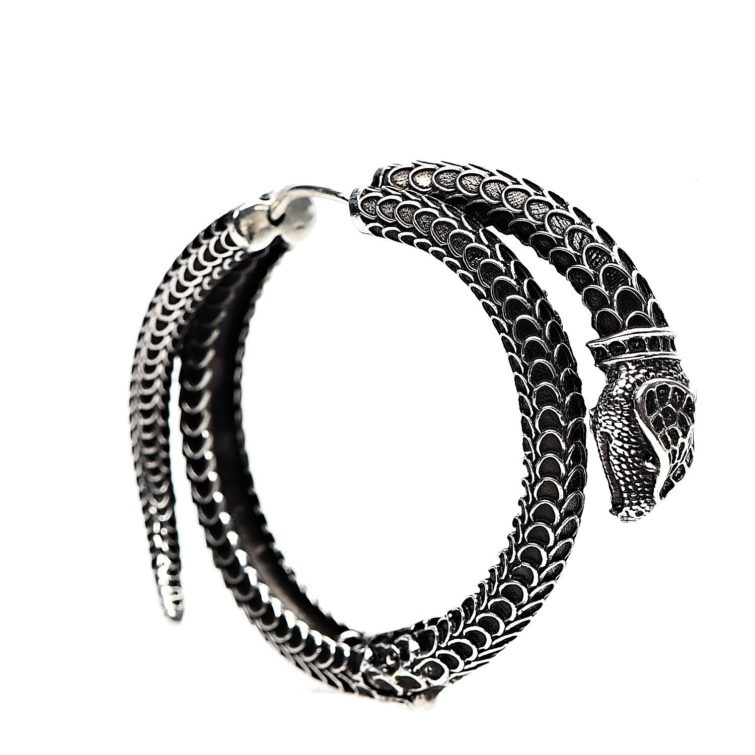 Gucci Sterling Silver Garden Snake Hoop Earrings 5 of 6