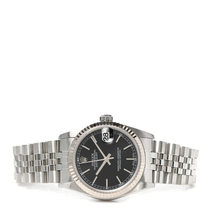 Rolex Stainless Steel 18K White Gold 31mm Oyster Perpetual DateJust Watch Black 78274 2 of 4