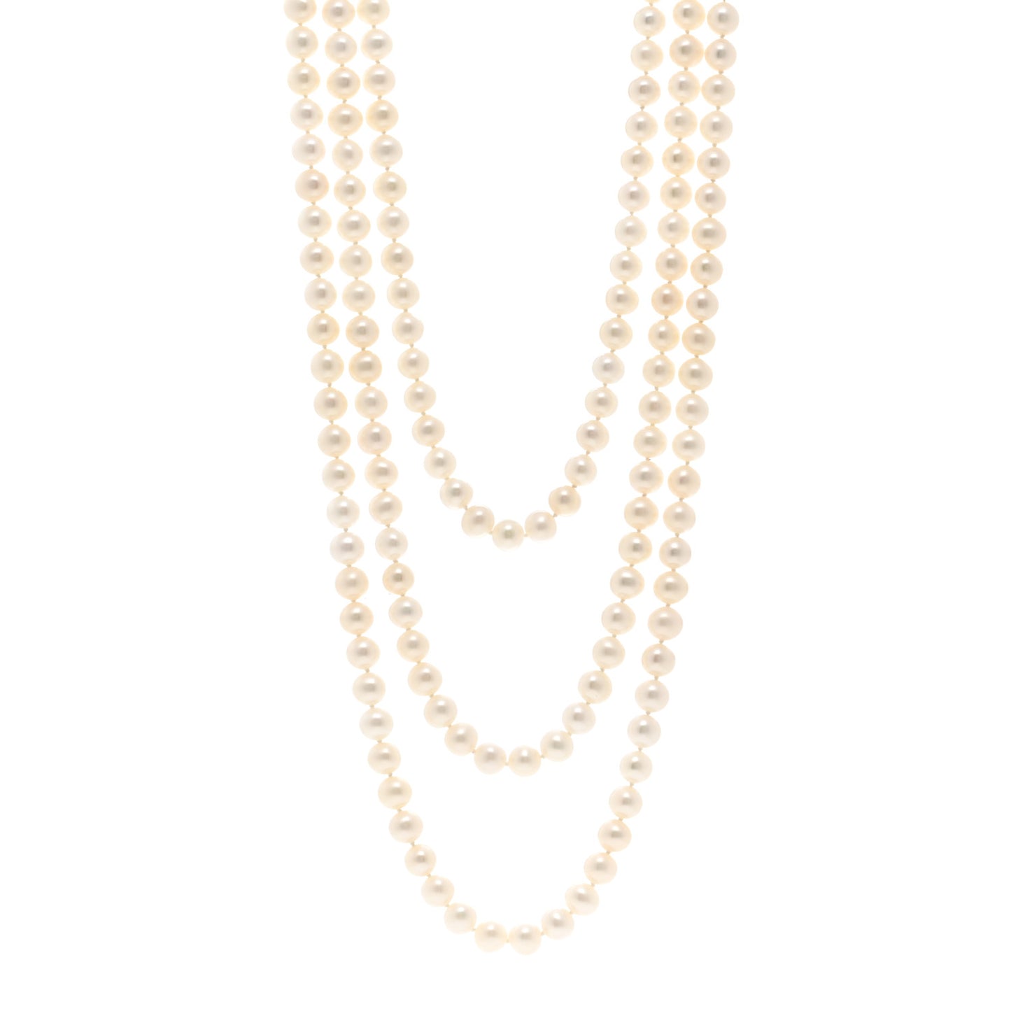 Sterling Silver Pearl 7.5-8mm Ziegfeld Strand Necklace 96"