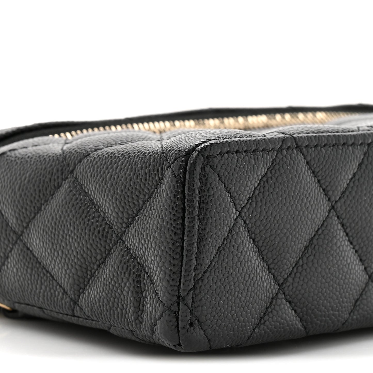Caviar Quilted Top Handle Slim Vanity With Chain Black