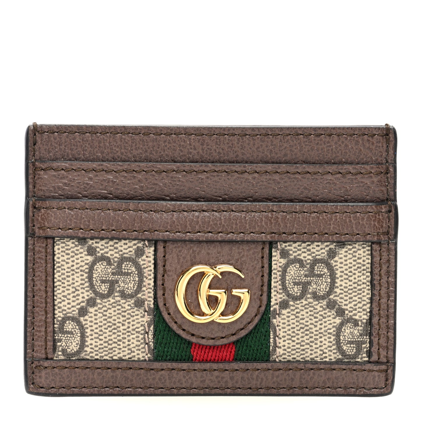 GG Supreme Monogram Ophidia Card Holder Brown