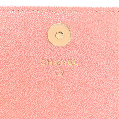 Chanel Iridescent Caviar Quilted Square Wallet On Chain WOC Rose Pink 6 of 12