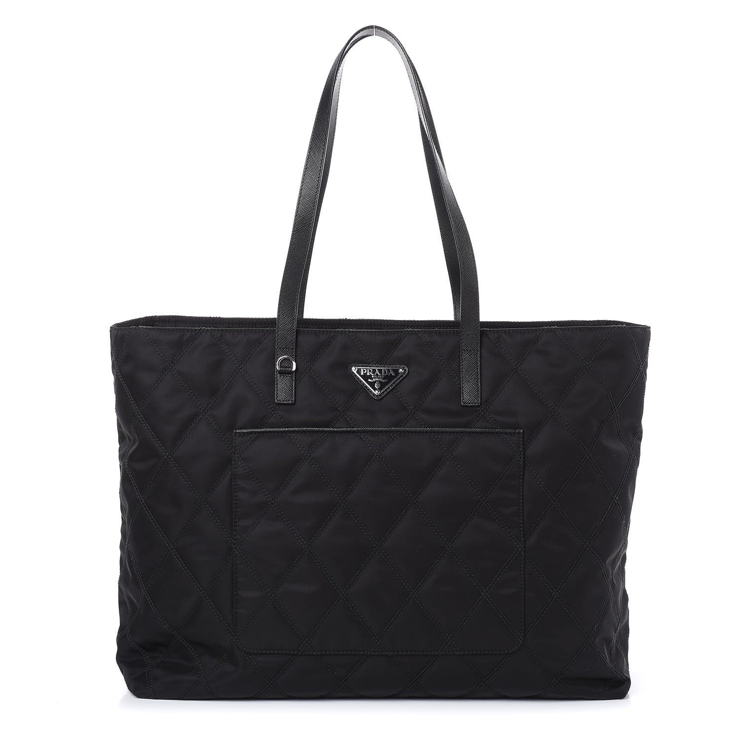 Tessuto Nylon Quilted Shopping Tote Black