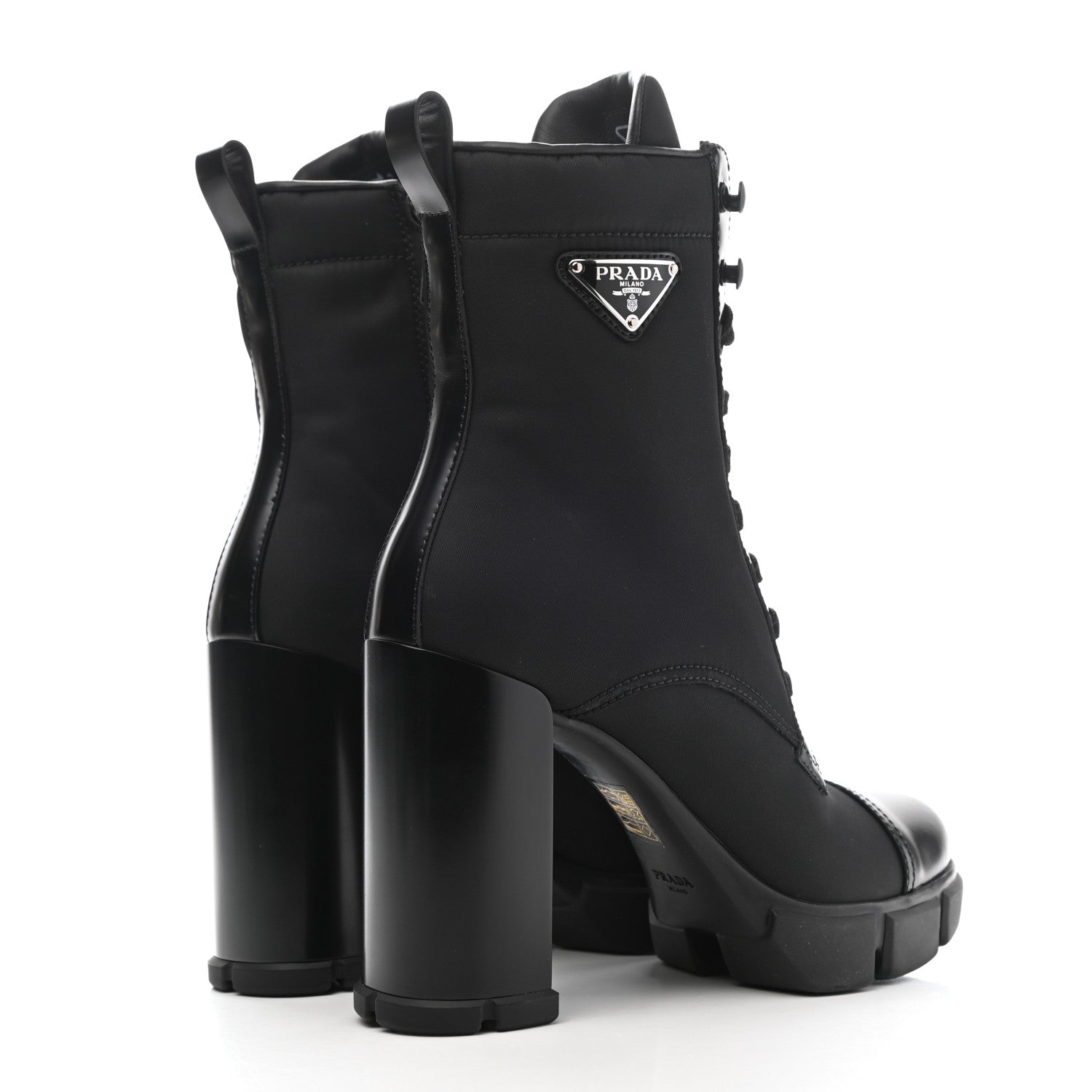 Prada Spazzolato Re-Nylon Metal Triangle Logo 110mm Ankle Boots 37.5 Black 4 of 11