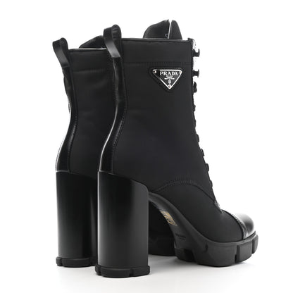 Prada Spazzolato Re-Nylon Metal Triangle Logo 110mm Ankle Boots 37.5 Black 4 of 11