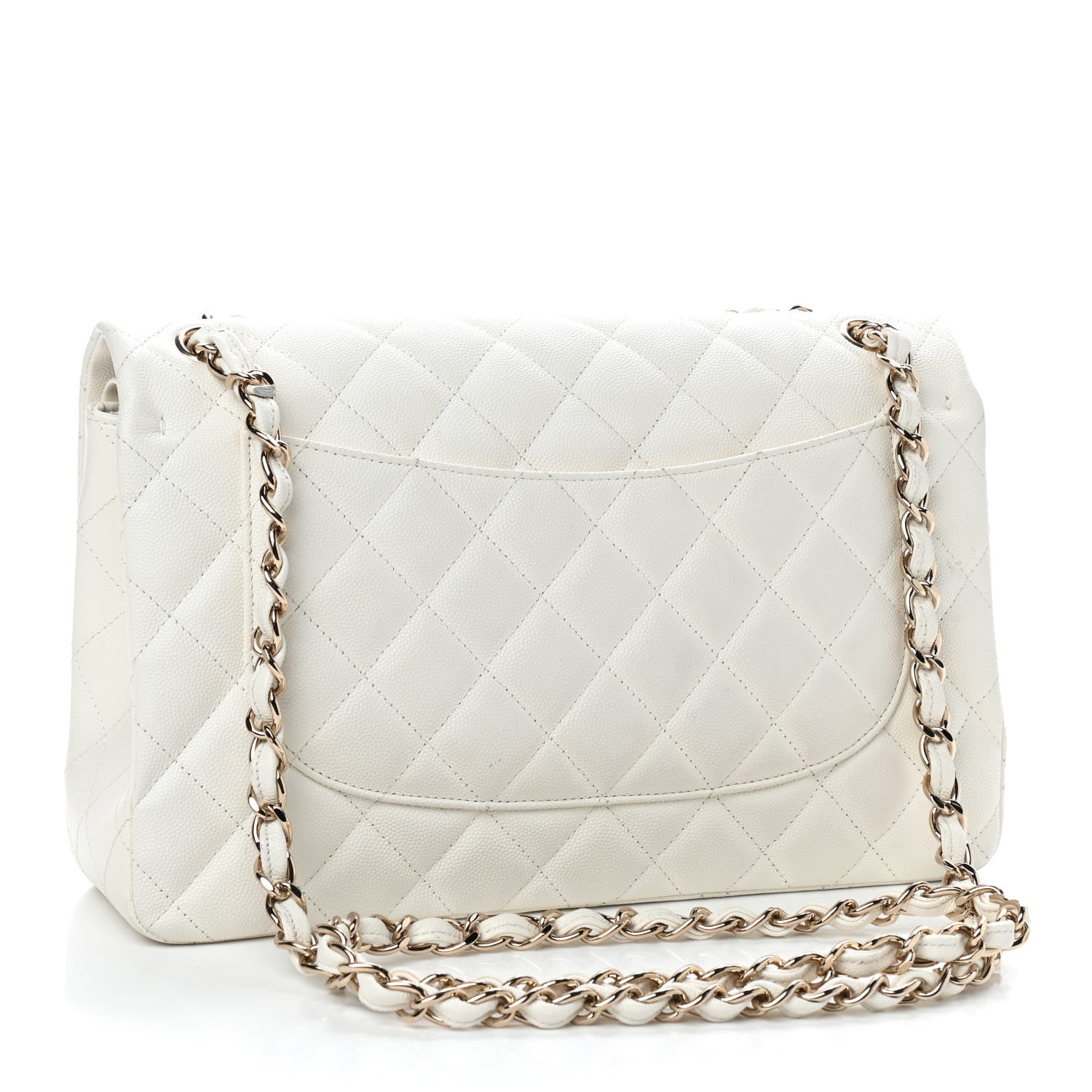 Chanel Caviar Quilted Jumbo Double Flap White 3 of 10