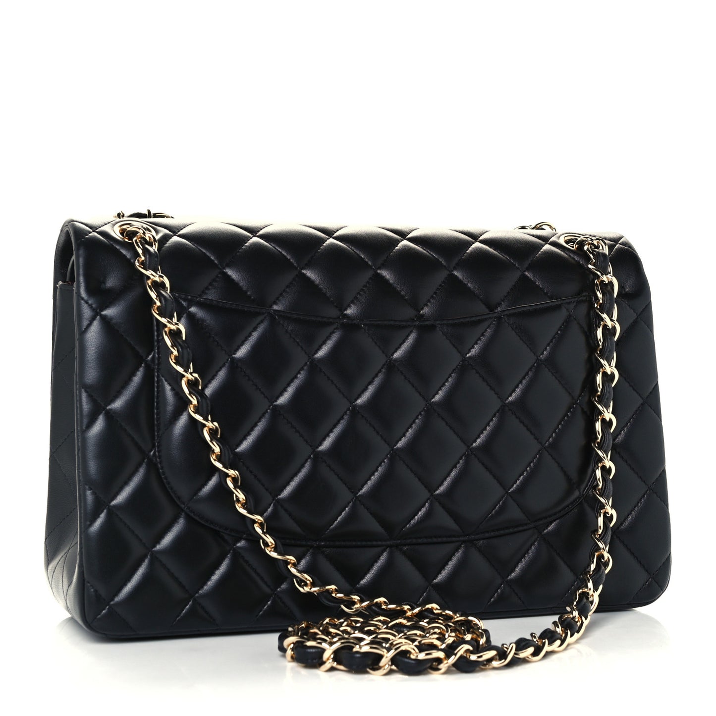 Lambskin Quilted Jumbo Double Flap Black