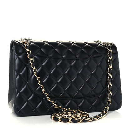 Chanel Lambskin Quilted Jumbo Double Flap Black 2 of 11