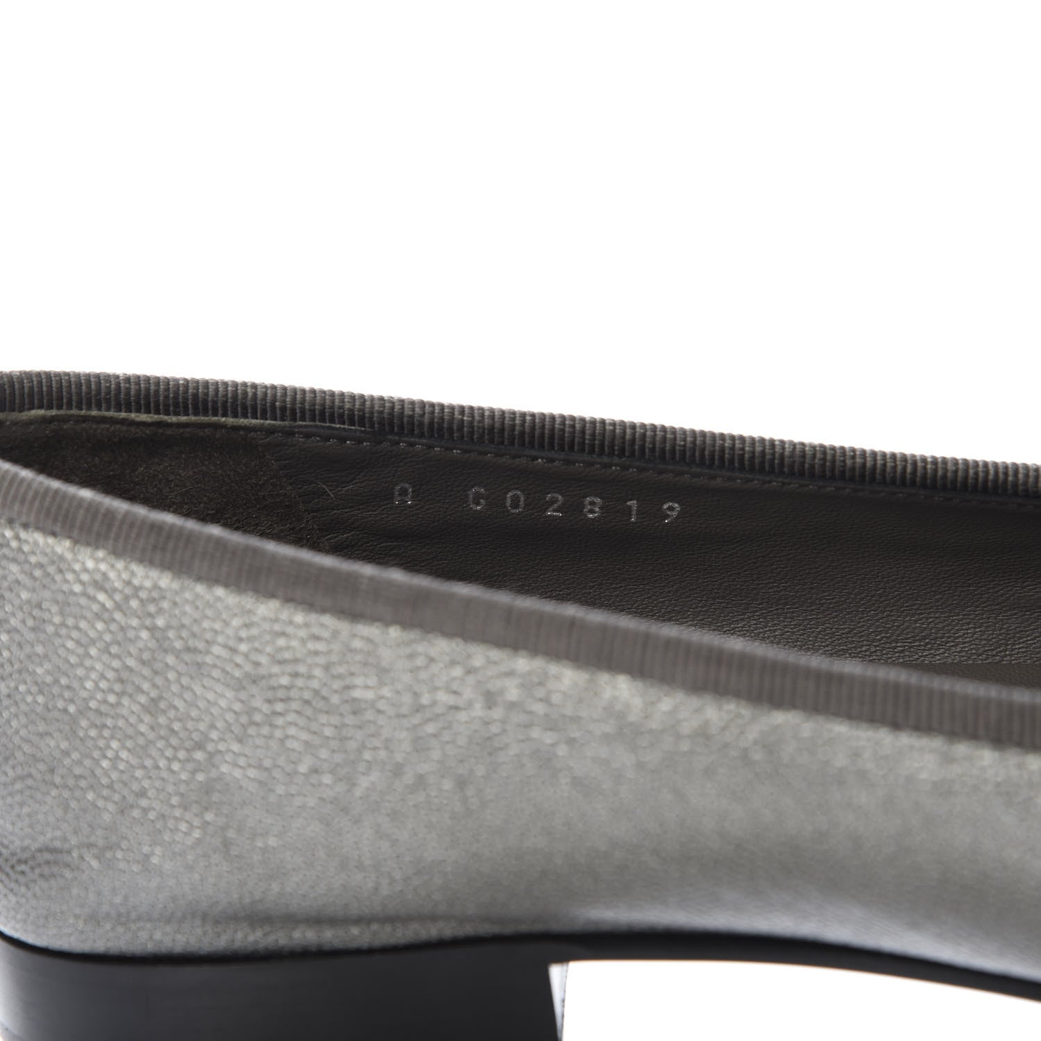 Chanel Metallic Caviar CC Cap Toe Ballerina Flats 35 Silver 9 of 10