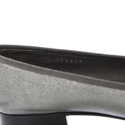 Chanel Metallic Caviar CC Cap Toe Ballerina Flats 35 Silver 9 of 10
