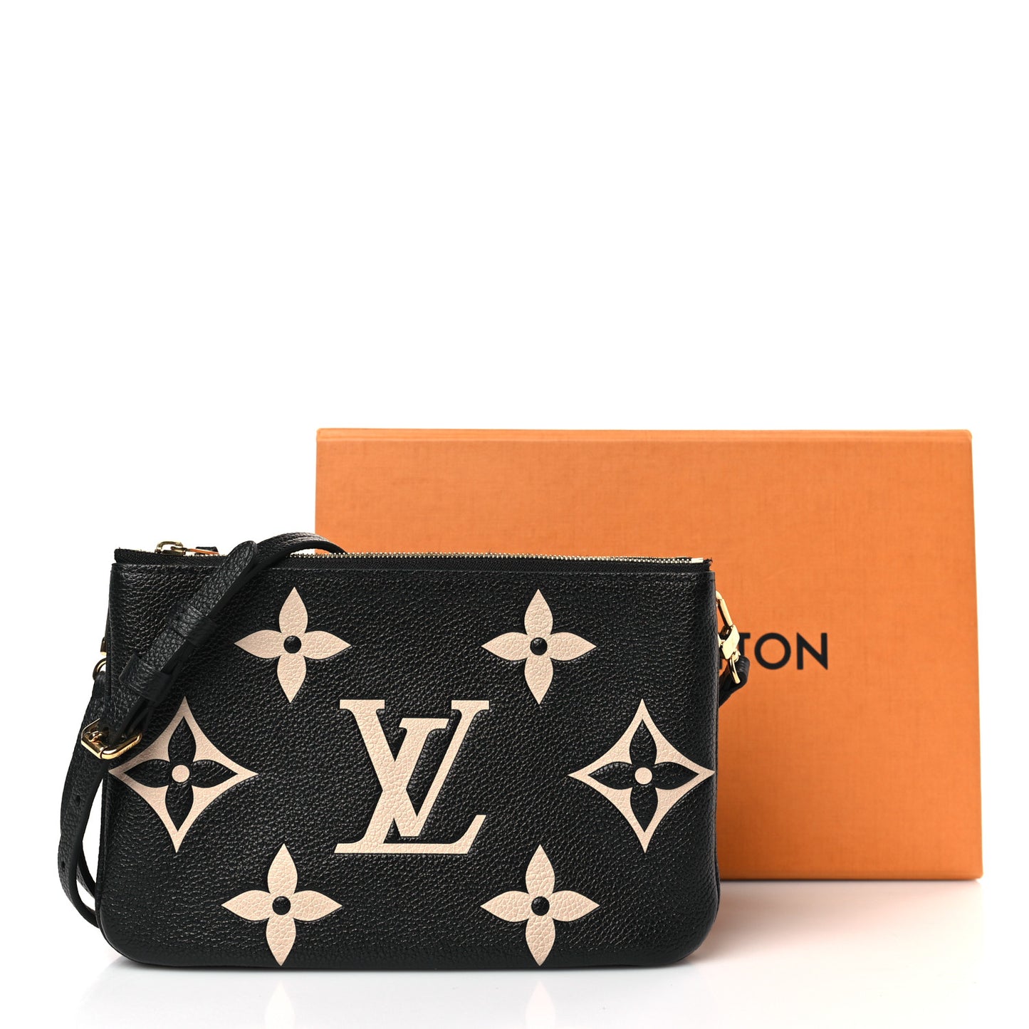 Empreinte Monogram Giant Double Zip Pochette Black Cream