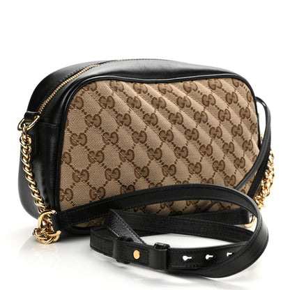 Gucci Monogram Matelasse Diagonal Small GG Marmont Chain Shoulder Bag Beige Black 3 of 10