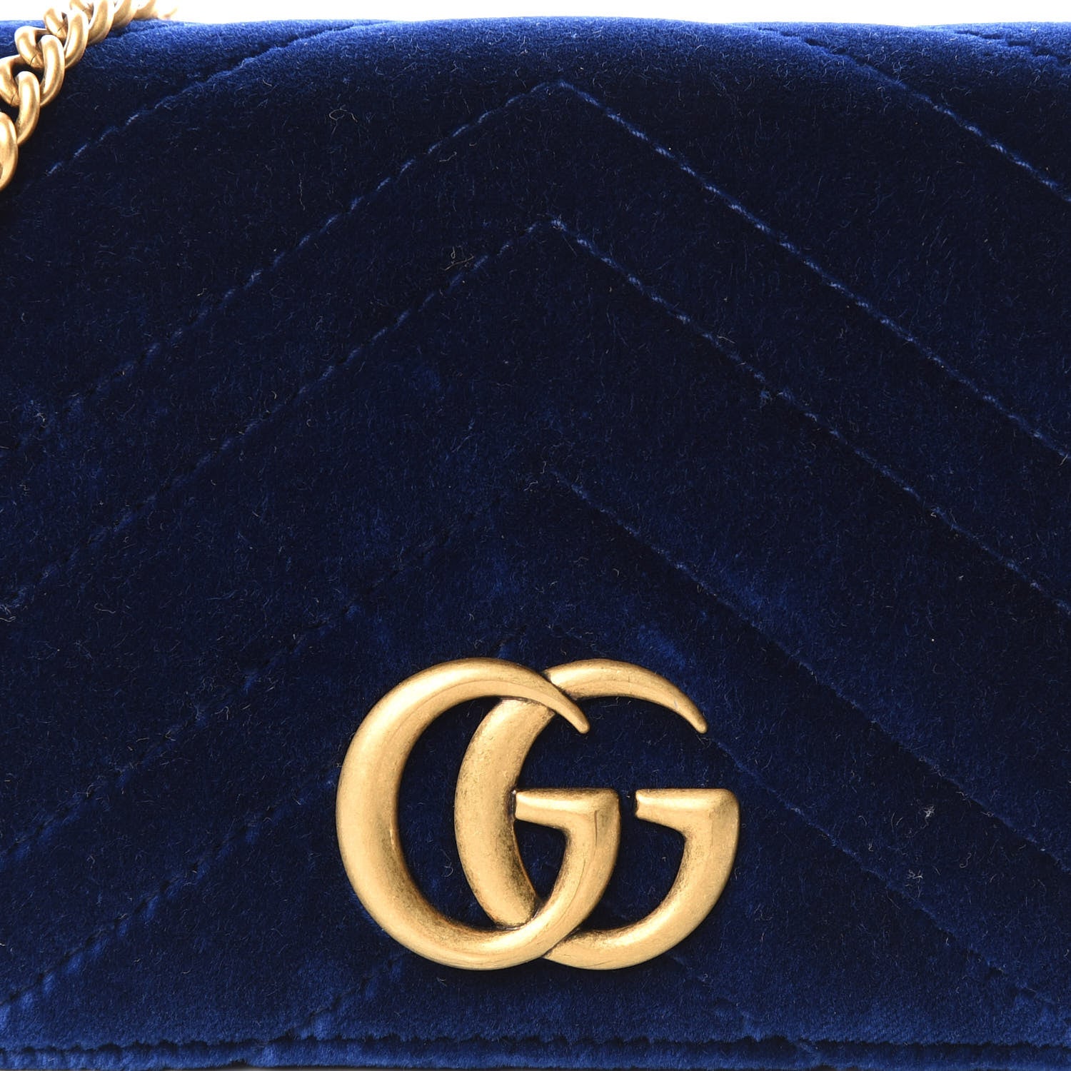 Gucci Velvet Matelasse GG Marmont Mini Bag Cobalt Blue 8 of 11