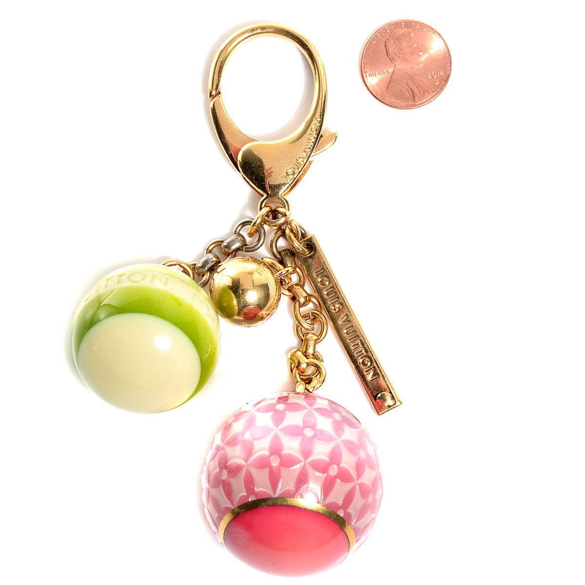 Mini Lin Croisette Bag Charm Pink Green