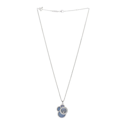 Chopard 18K White Gold Diamond Blue Mother Of Pearl Happy Bubbles Pendant Necklace 3 of 4