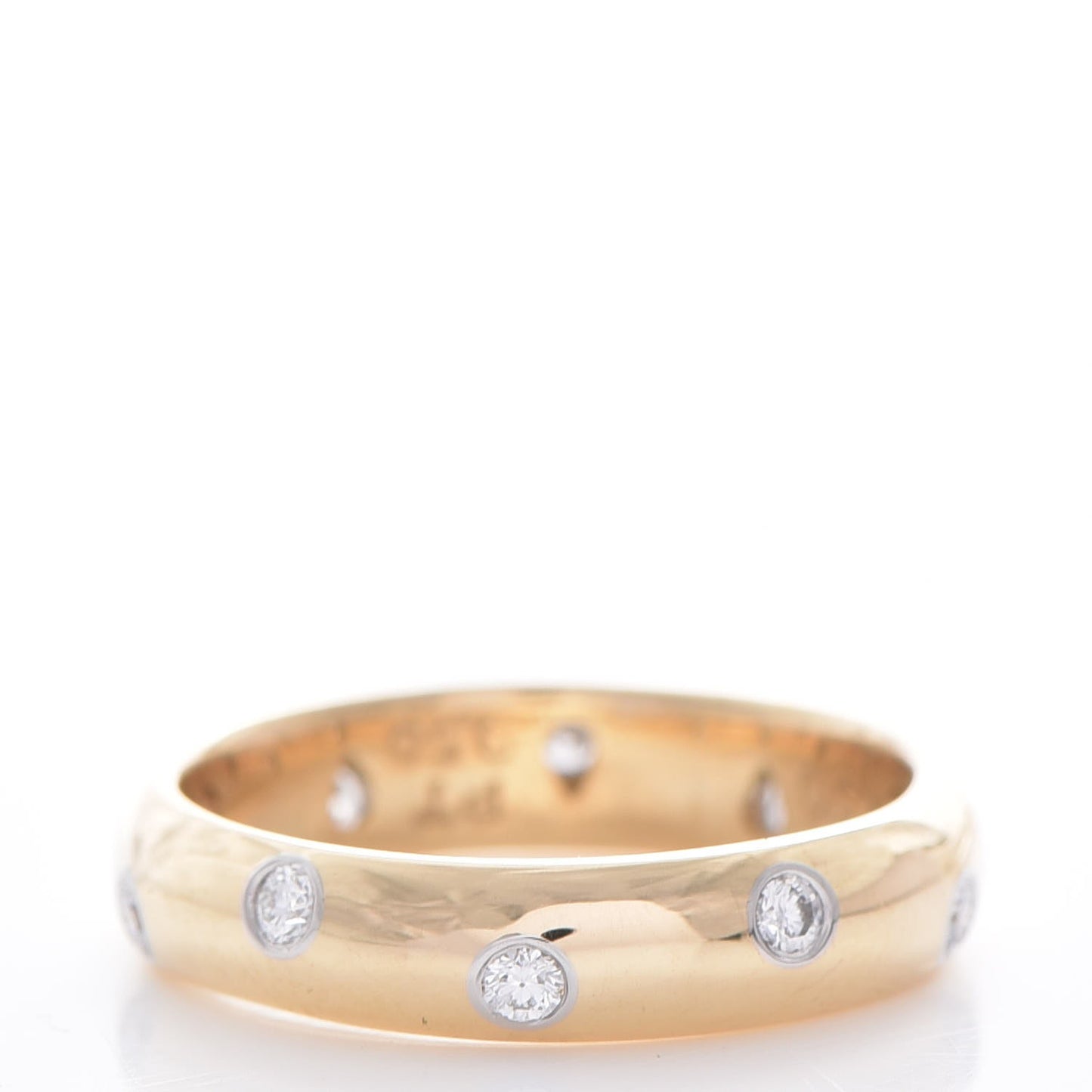 18K Yellow Gold Platinum Diamond Etoile Band Ring 49 5