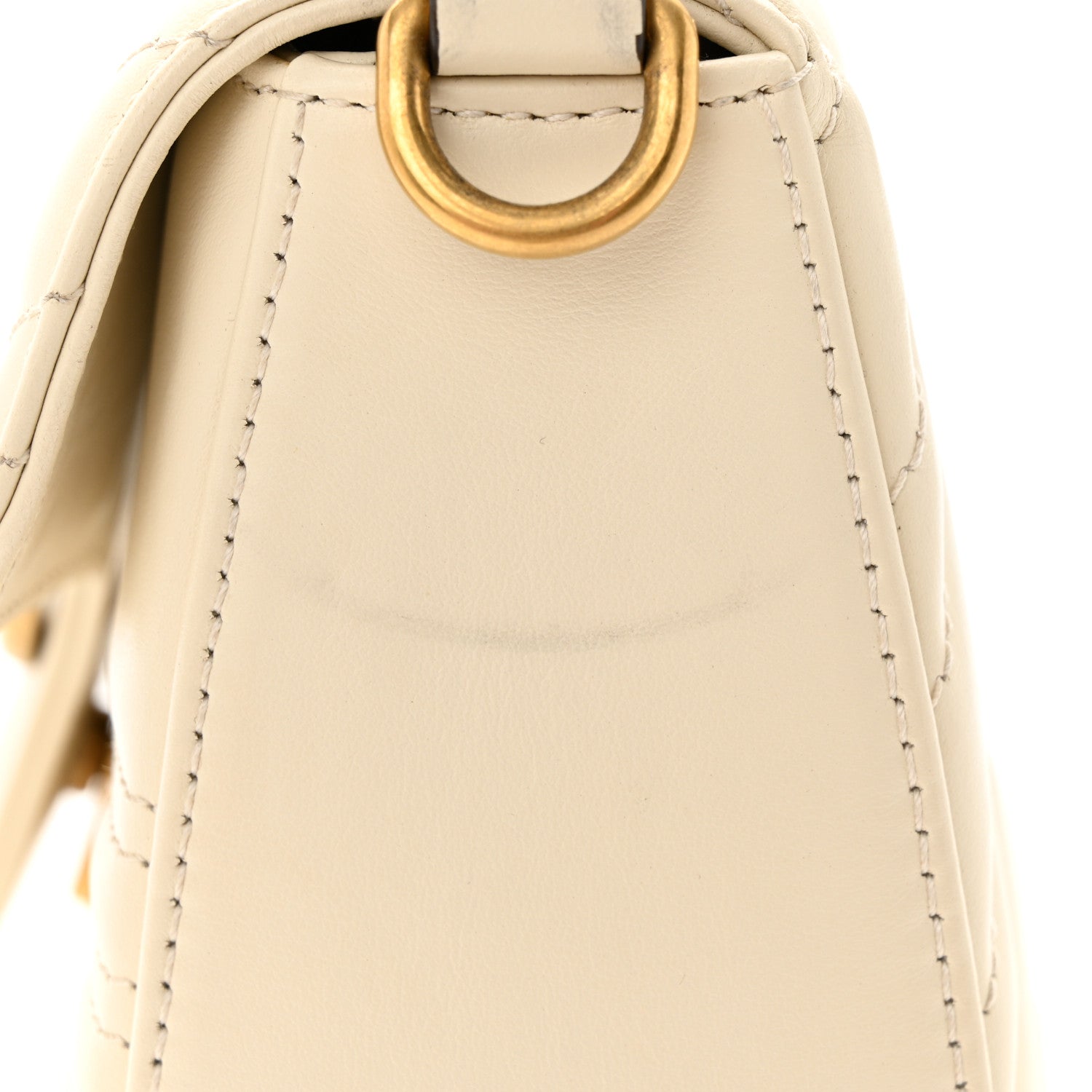 Gucci Calfskin Matelasse Mini GG Marmont Top Handle Shoulder Bag White 12 of 14