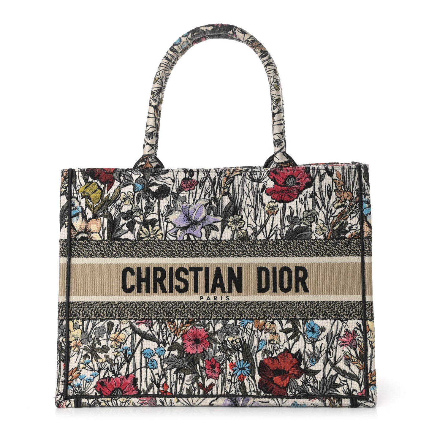Canvas Embroidered Medium Mille Fleurs Book Tote Multicolor