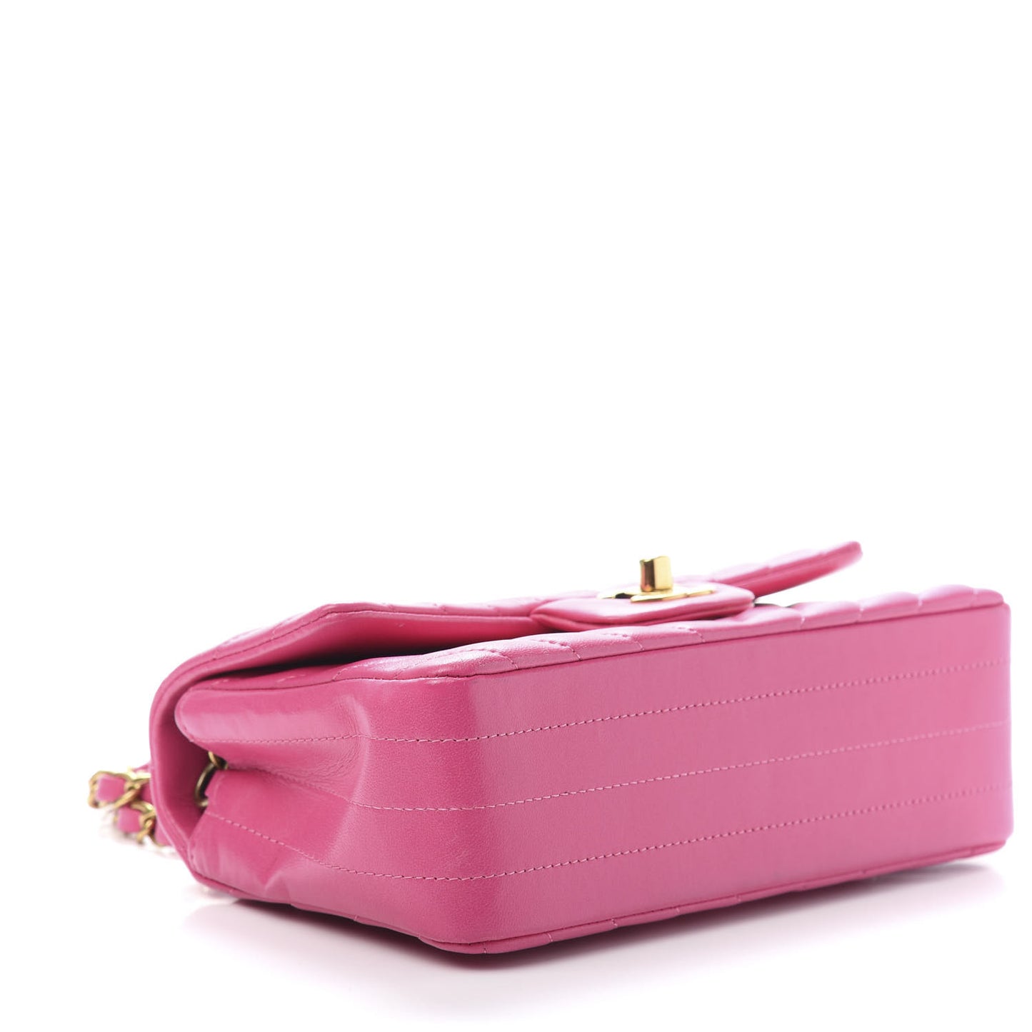 Lambskin Chevron Quilted Mini Rectangular Flap Fuchsia