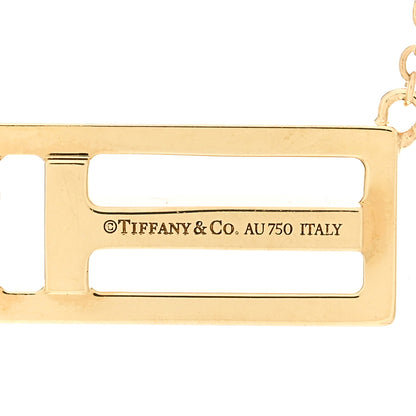 Tiffany 18K Yellow Gold Diamond Tiffany T Two Open Horizontal Bar Pendant 4 of 5