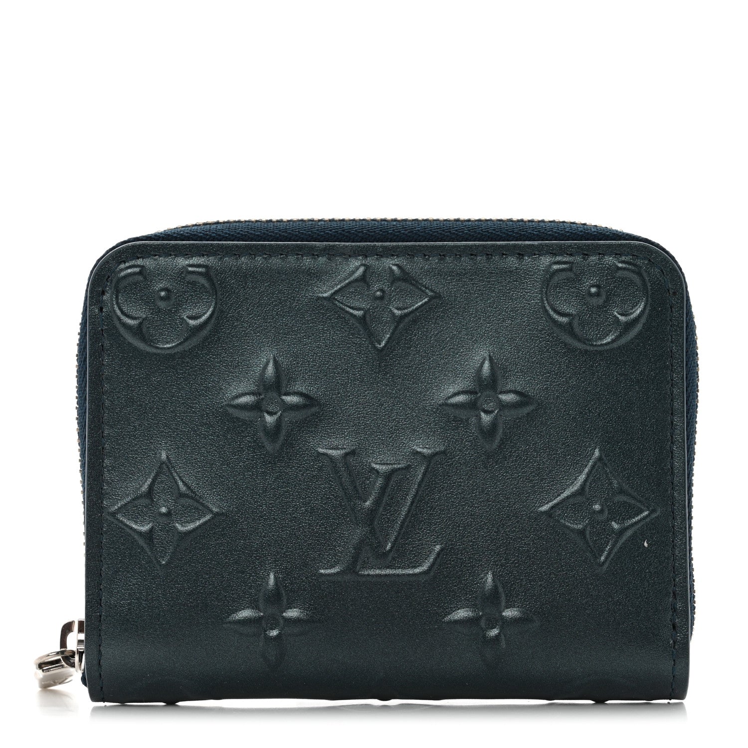 Louis Vuitton Calfskin Debossed Monogram Zippy Coin Purse Blue 1 of 8