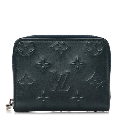 Louis Vuitton Calfskin Debossed Monogram Zippy Coin Purse Blue 1 of 8