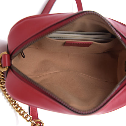 Gucci Calfskin Matelasse Mini GG Marmont Chain Shoulder Bag Hibiscus Red 4 of 9