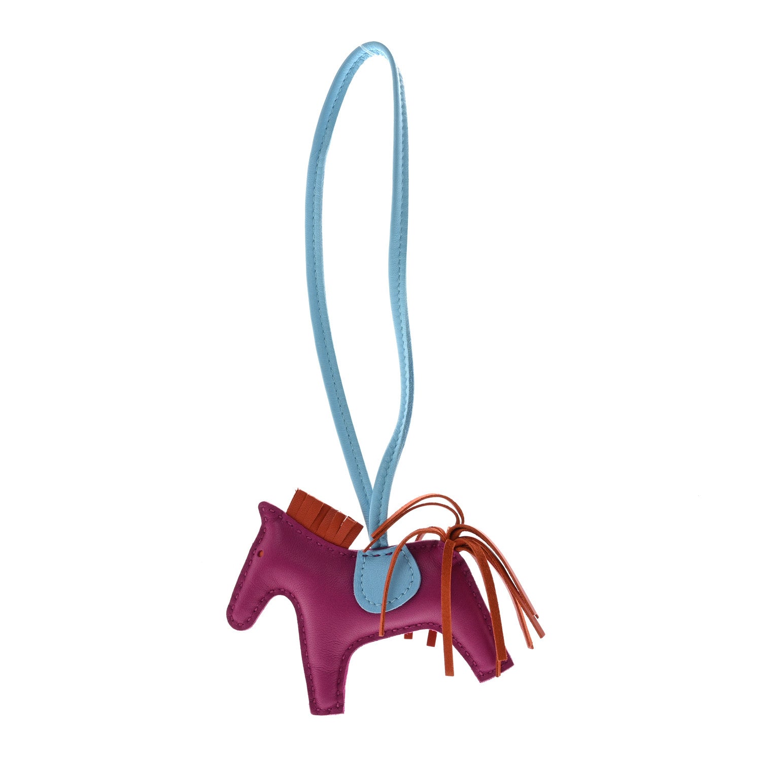 Hermes Milo Lambskin Grigri Rodeo Horse Bag Charm PM Rose Pourpre Cornaline Celeste 1 of 4