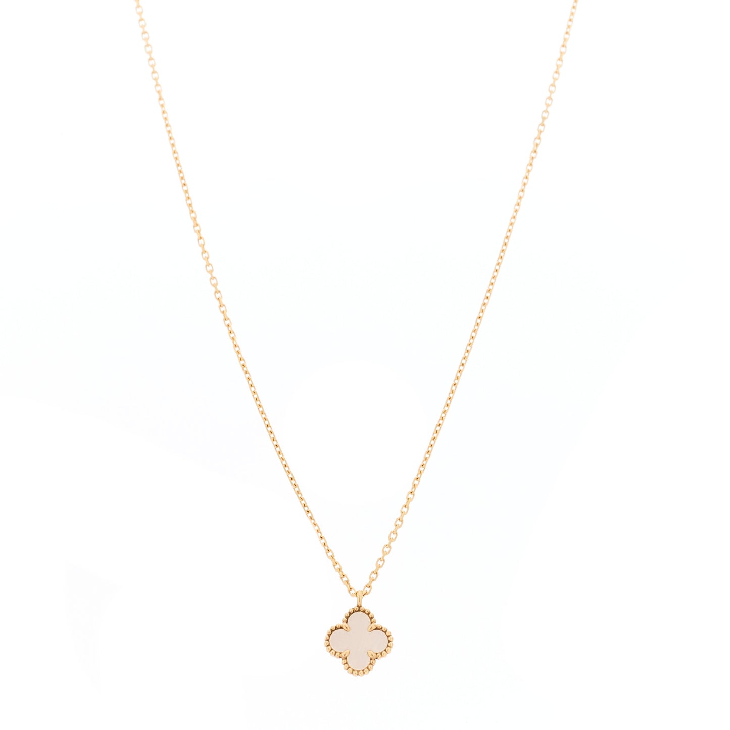 18K Yellow Gold Mother of Pearl Sweet Alhambra Pendant Necklace