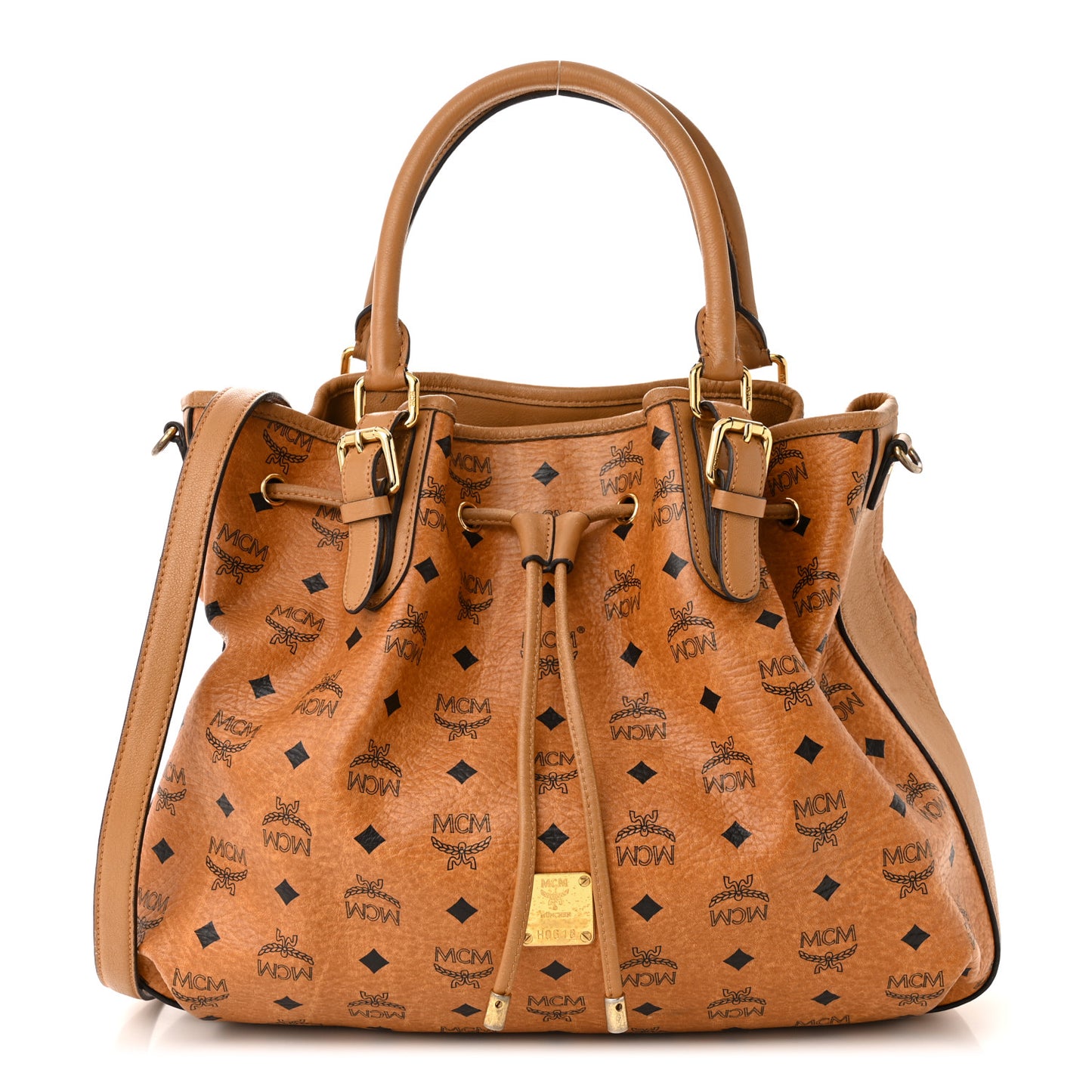 Visetos Medium Drawstring Shopper Cognac