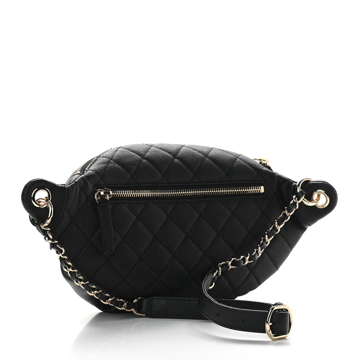 Caviar Quilted Filigree Waist Bag Black