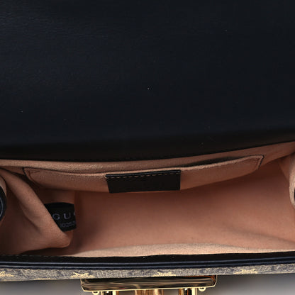 Gucci GG Supreme Monogram Bees Small Padlock Shoulder Bag Black 5 of 9