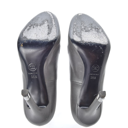 Chanel Lambskin CC Round Toe Pumps 38.5 Grey 6 of 11