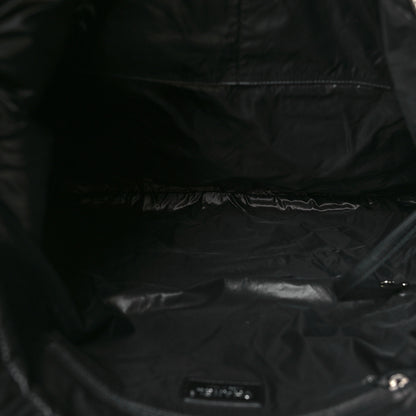 Chanel Nylon Stitched Printed Logo Shopping Bag Black White 5 of 10