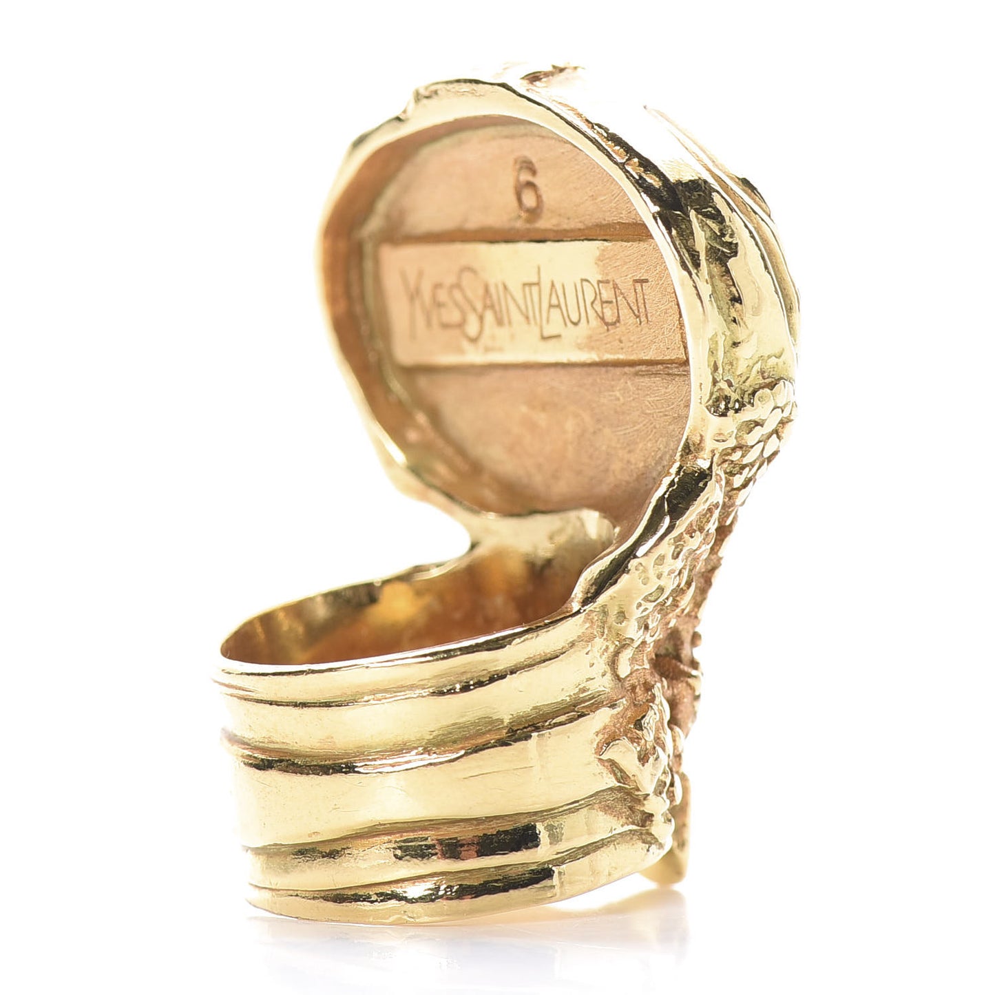 Glass Cabochon Arty Ovale Ring 6 Black Gold
