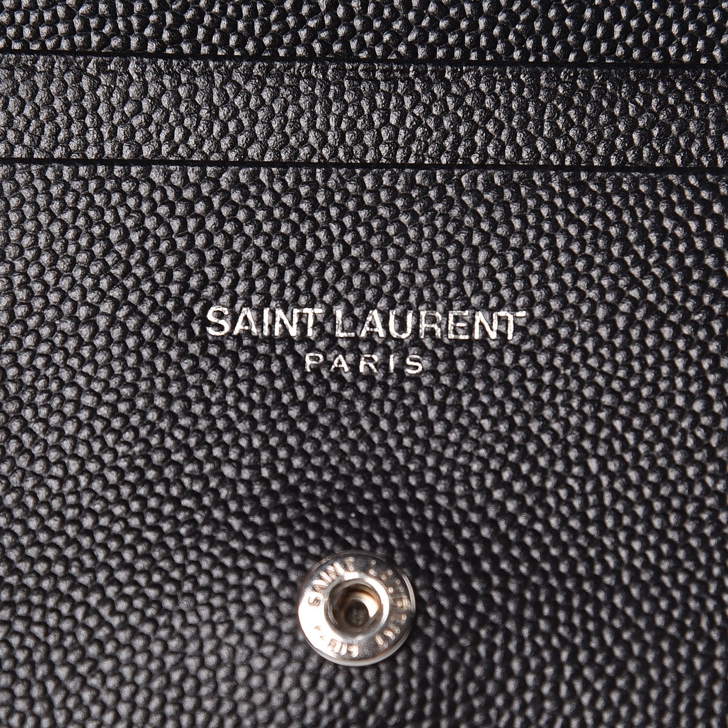 Saint Laurent Grain De Poudre Matelasse Chevron Monogram Card Case Black 6 of 10