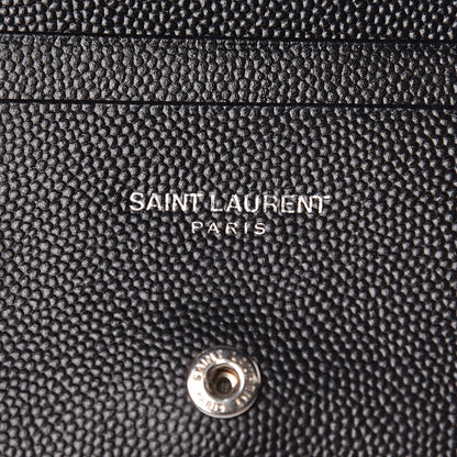 Saint Laurent Grain De Poudre Matelasse Chevron Monogram Card Case Black 6 of 10