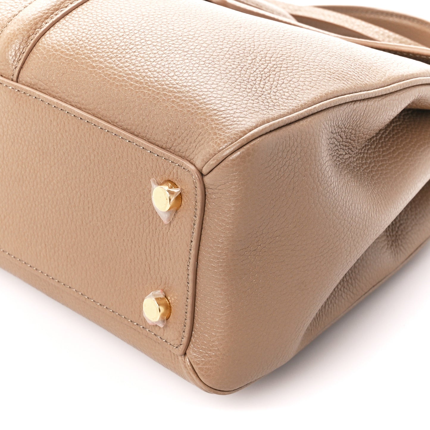 Grained Calfskin Small 16 Top Handle Bag Beige