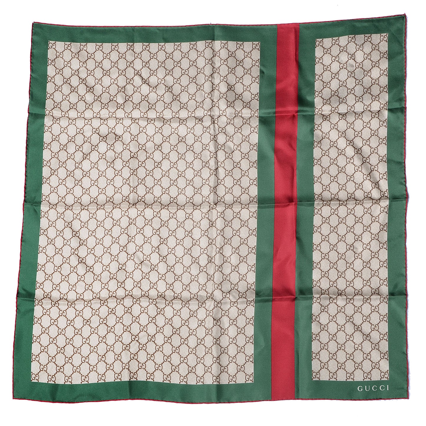 Silk Monogram Web Square Scarf Brown