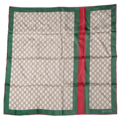 Gucci Silk Monogram Web Square Scarf Brown 2 of 5