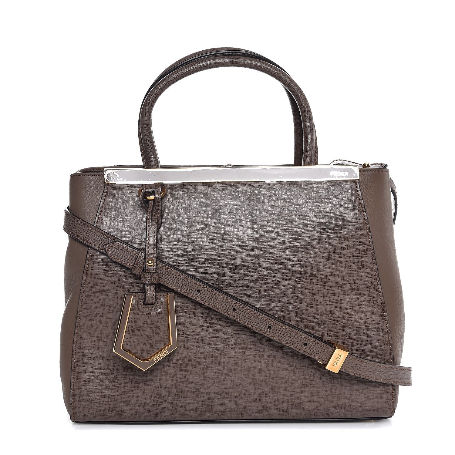Fendi Vitello Elite Flamingo Petite 2Jours Tote Seppia 1 of 9