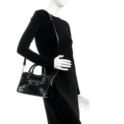 Balenciaga Smooth Calfskin Metallic Patent Giant 12 Silver Hardware Mini City Black Gris 2 of 8