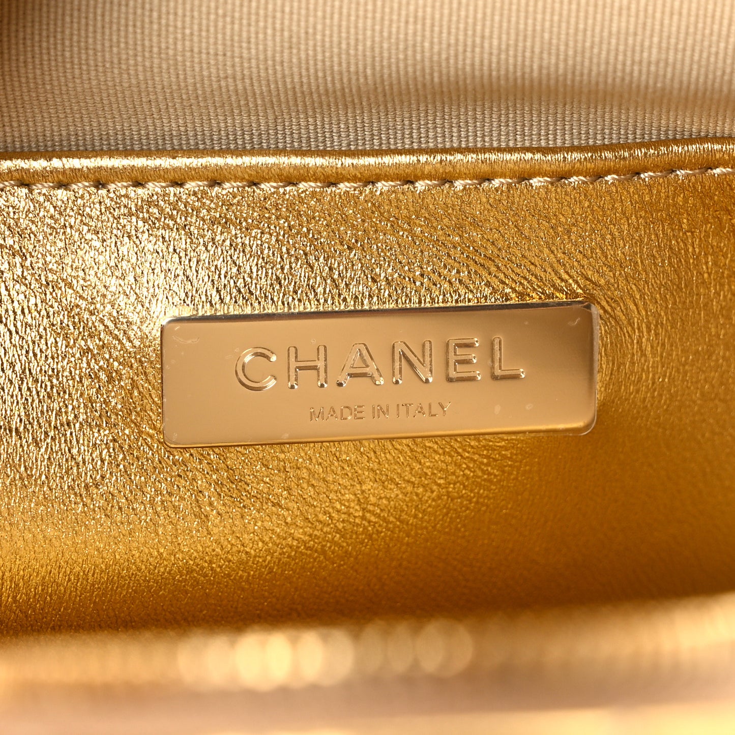 Metallic Lambskin Quilted Walk Of Fame Star Bag Gold