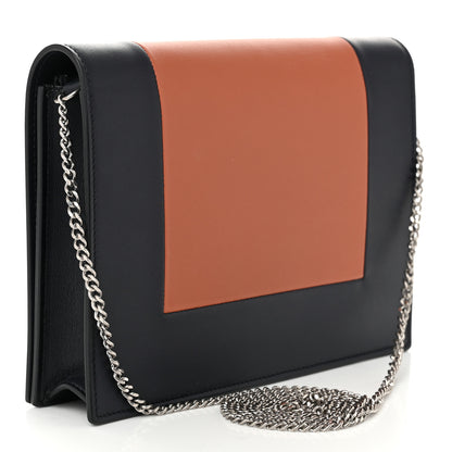 Celine Smooth Lambskin Frame Evening Chain Clutch Terracotta Navy 3 of 10