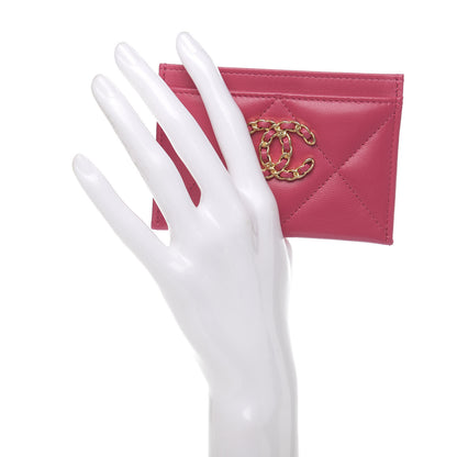 Chanel Shiny Goatskin Quilted 19 Card Holder Dark Pink 2 of 9