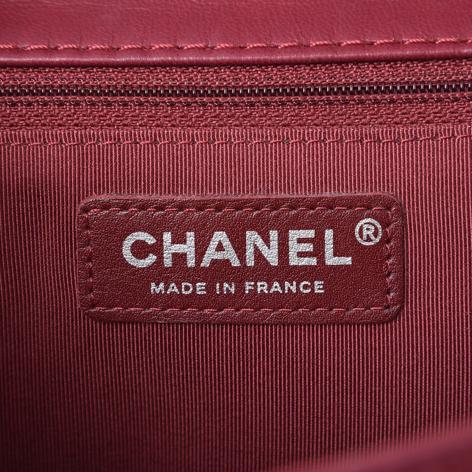 Chanel Lambskin Surpique Chevron Medium Single Flap Dark Red 7 of 10