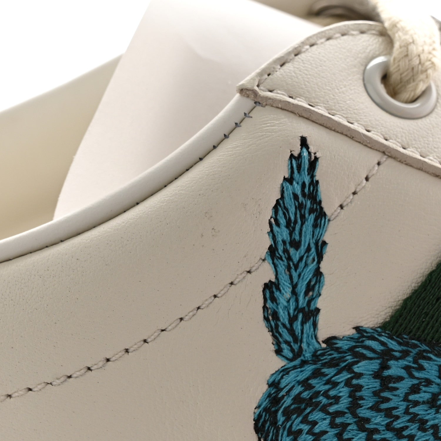 Gucci X FREYA HARTAS Calfskin Miro Soft Web Mythical Creature Embroidered Mens Ace Sneakers 6 New Mystic White 12 of 13