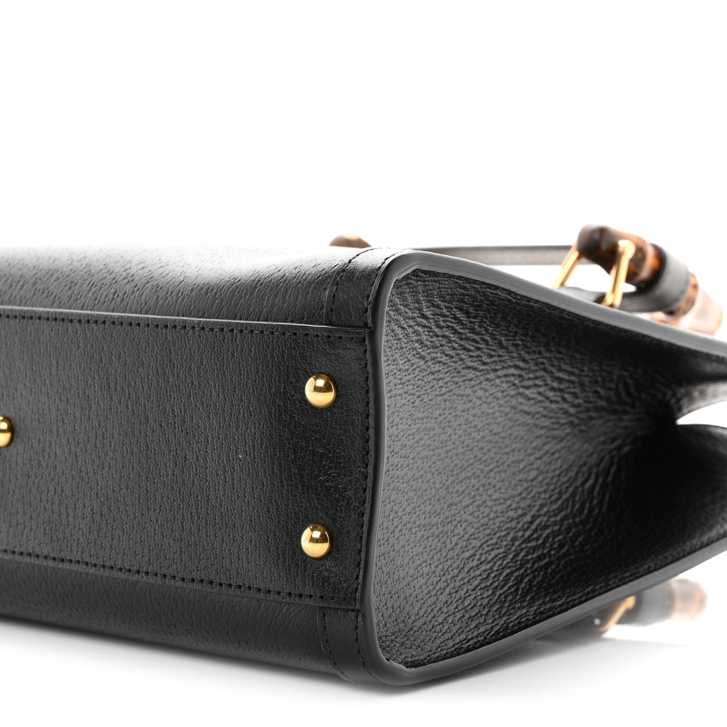 Textured Dollar Calfskin Web Small Diana Tote Bag Black Dusty Grey