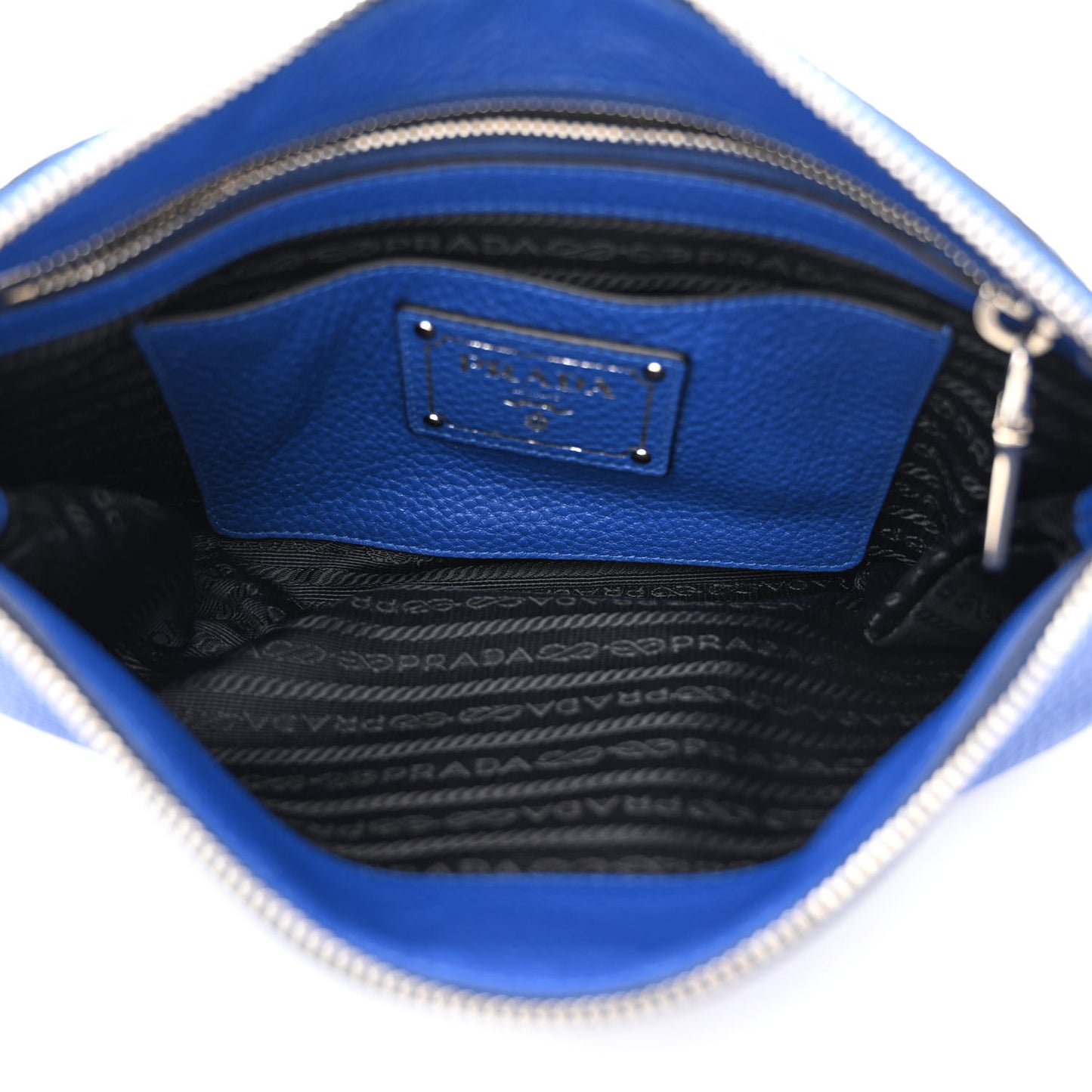 Vitello Daino Zippered Shoulder Bag Royal